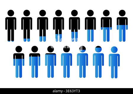 Loading progress set. Human status Vector. Level indicator collection. People phase graphic. Manual vector only. No autotrace used. Stock Vector