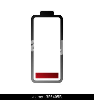 Low battery icon. Empty energy symbol. Red power Vector. Dead cell sign. Manual vector only. No autotrace used. Stock Vector