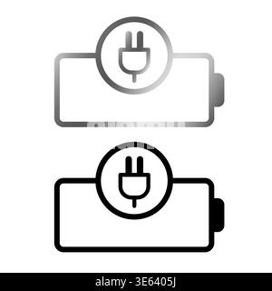 Battery plug set. Power connection symbol. Energy supply Vector. Electric charge icon. Stock Vector