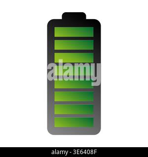 Full battery icon. Green energy symbol. High power Vector. Charged cell sign. Manual vector only. No autotrace used. Stock Vector