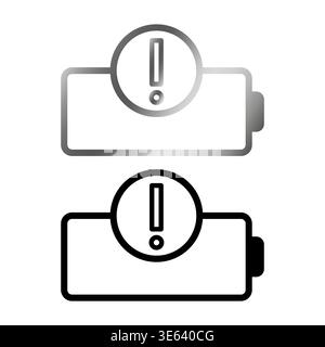 Battery error icon. Alert warning symbol. Problem notification Vector. Energy issue set. Stock Vector