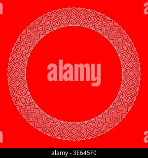 Ukrainian embroidery round frame vector ornament inspired by traditional vyshyvanka patterns. Decorative circular border in ethnic style, identity Stock Vector
