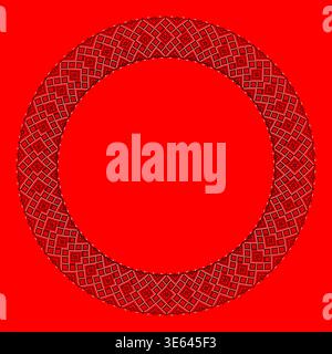 Ukrainian embroidery round frame vector ornament inspired by traditional vyshyvanka patterns. Decorative circular border in ethnic style, identity Stock Vector