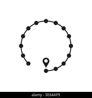Circular route icon. Cycle Vector path. Round track symbol. Map pin element. Manual vector only. No autotrace used. EPS 10. Stock Vector