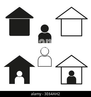 Home person set. Family house Vector. Resident profile symbol. Living space icon. Manual vector only. No autotrace used. EPS 10. Stock Vector