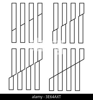 Outline stripe set. Professional thin Vector. Unique bar shift. Vertical column pattern. Manual vector only. No autotrace used. EPS 10. Stock Vector