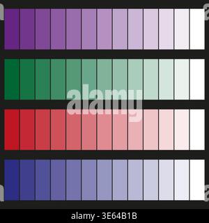 Color palette set. Gradient shade bar. Vibrant Vector tint. Horizontal tone scale. Manual vector only. No autotrace used. EPS 10. Stock Vector