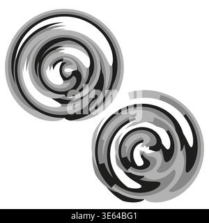 Vortex swirl set. Abstract circle Vector. Grey round shape. Dynamic wave motion. Manual vector only. No autotrace used. EPS 10. Stock Vector