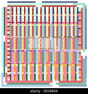 Colorful geometric pattern. Abstract mosaic Vector. Square block design. Vibrant stripe layout. Manual vector only. No autotrace used. EPS 10. Stock Vector
