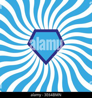 Pentagon shield icon. Blue sunburst Vector. Superhero logo symbol. Ray light detail. Manual vector only. No autotrace used. EPS 10. Stock Vector