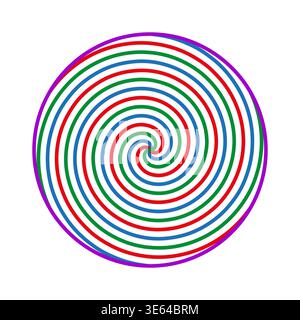Colorful spiral icon. Round swirl pattern. Multi color Vector. Rainbow circle shape. Manual vector only. No autotrace used. EPS 10. Stock Vector