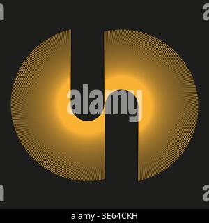 Orange line Vector. Circular oval pattern. Abstract graphic shape. Black background detail. Manual vector only. No autotrace used. EPS 10. Stock Vector