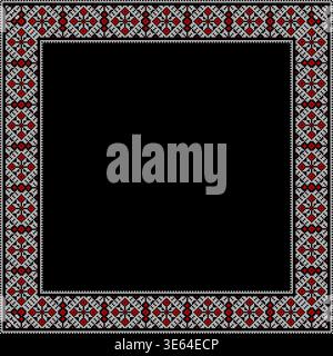 Vector illustration of square frame Ukrainian ornament in ethnic style, identity, vyshyvanka, embroidery for print clothes, websites, banners Stock Vector