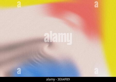 This image features a vibrant abstract artwork with a blue eye, red background, and yellow border, showcasing a unique blend of colors and textures. Stock Photo