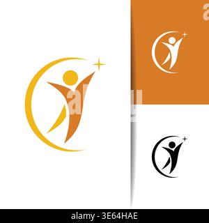 A clean and modern people success icon symbolizing achievement, growth, and motivation. Perfect for business, leadership, teamwork, and personal devel Stock Vector