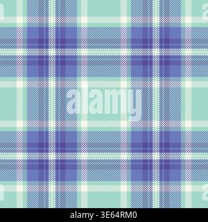 Guy fabric tartan check, lumberjack textile pattern seamless. Yuletide texture background plaid vector in teal and blue colors palette. Stock Vector