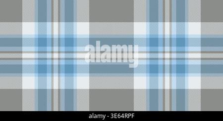Post textile texture fabric, industrial seamless check pattern. Colourful tartan vector background plaid in cyan and grey colors palette. Stock Vector