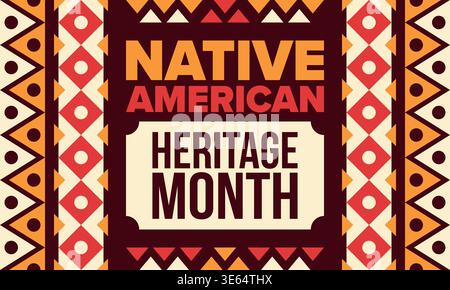 Native American Heritage Month in November. American Indian culture. Celebrate annual in United States. Tradition pattern. Poster, card, banner. Art Stock Vector
