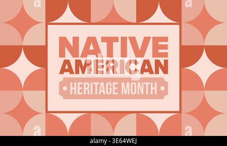 Native American Heritage Month in November. American Indian culture. Celebrate annual in United States. Tradition pattern. Poster, card, banner. Art Stock Vector