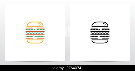 Cheese Burger Letter Logo Design N Stock Vector