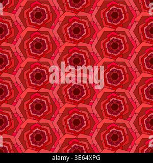 Red ornament seamless geometric pattern. Mosaic glass endless texture. Minimal mandala abstract vector background Stock Vector