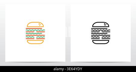 Cheese Burger Letter Logo Design R Stock Vector