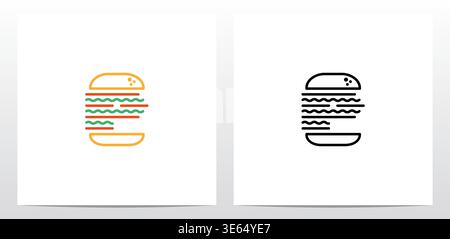 Cheese Burger Letter Logo Design P Stock Vector