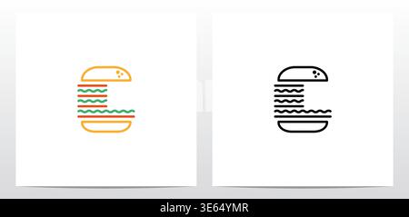 Cheese Burger Letter Logo Design L Stock Vector