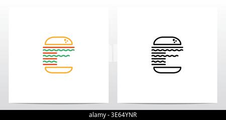 Cheese Burger Letter Logo Design F Stock Vector