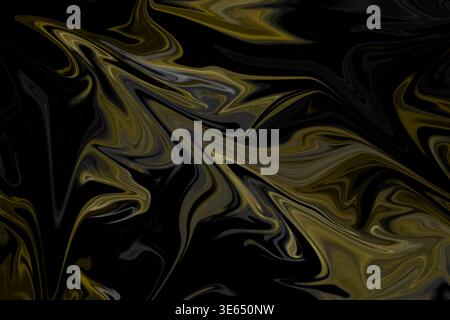 A luxurious abstract background featuring fluid marble patterns with elegant gold and black swirls, creating a sophisticated and modern artistic desig Stock Photo