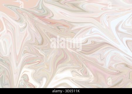 A gentle and elegant abstract background with soft pastel swirls of pink, beige, and light grey, resembling fluid marble or flowing paint. Stock Photo
