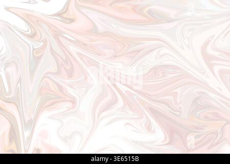 A delicate abstract background with soft pink, peach, and white swirling patterns, resembling liquid marble or flowing paint with a gentle aesthetic. Stock Photo