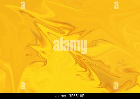 A fluid, marble-like abstract background featuring dynamic, flowing patterns of rich golden yellow and amber tones blended together. Stock Photo