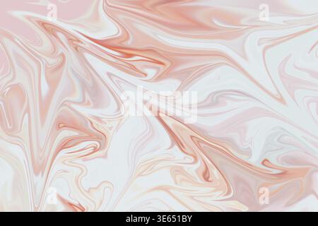 A fluid, swirling abstract background featuring blended layers of soft peach, coral, and light grey tones, isolated on a clean white background. Stock Photo