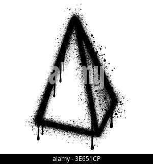 Triangular Pyramid Chart Template with black sprayed graffiti style. Stock Vector