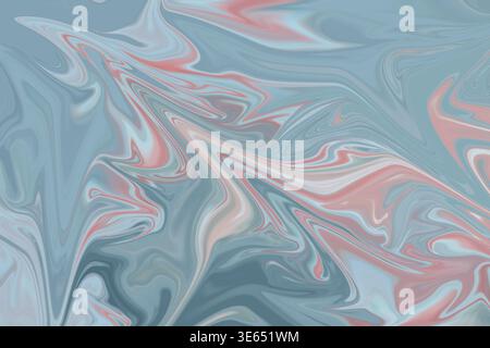 A sophisticated abstract background featuring fluid marble patterns with swirling shades of muted blue, dusty pink, and grey. Stock Photo