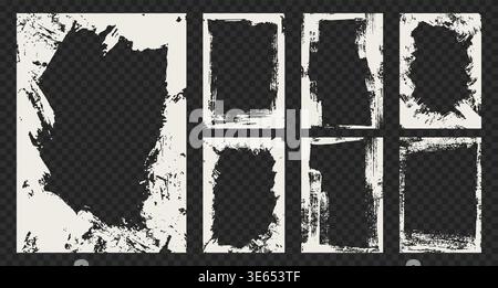 White Gouache Grunge Frames. Vertical templates. Stock Vector