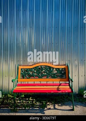 Empty colorful bench Stock Photo