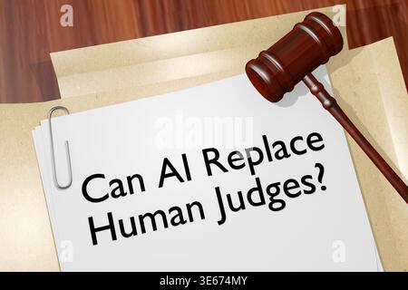 Can AI Replace Human Judges? title on a legal document Stock Photo
