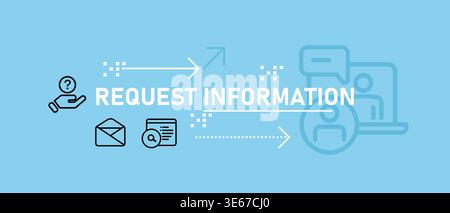 request information concept icons for customer support service and communication on blue background for business contact page website help desk Stock Vector