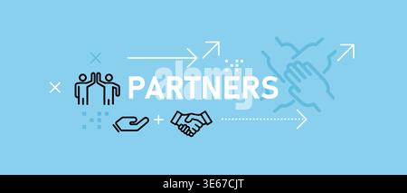 business partnership partners and alliance concept with handshake icons on blue background corporate cooperation networking agreement professional Stock Vector