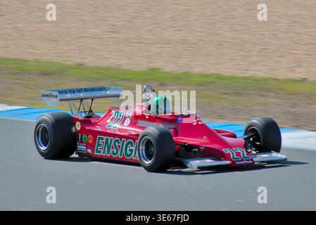 ESTORIL, PORTUGAL - OCT 2023: Richard Hope (GBR) driving the 1982 Alfa Romeo 182 (Class B) during the Estoril Classics at the Autódromo do Estoril Stock Photo
