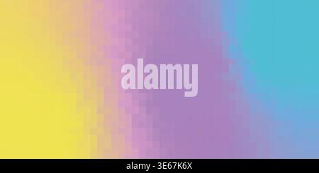 Colorful pixel mosaic gradient background made of square grid tiles. Abstract geometric digital pattern in vibrant spectrum colors. Stock Vector