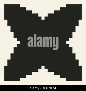 Vector retro pixel art geometric floral shape. Minimal 8-bit style frame and abstract design element isolated on background. Stock Vector