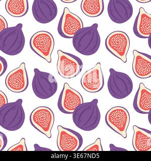 Fig seamless pattern, organic fruit background vector Stock Vector