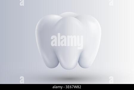 A perfect white healthy tooth, symbolizing dental care and hygiene, presented in a clean 3D illustration. Vector illustration Stock Vector