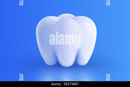 Clean white molar tooth illustration in a 3D style. Emphasizing healthy teeth and dental care. Vector illustration Stock Vector