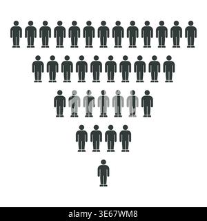Funnel Hierarchy of People with Minimalist Infographic Design Stock Vector