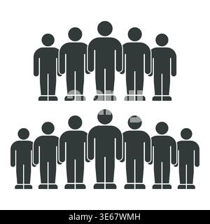 Minimalist People Infographic with Grouped Figures in Rows Stock Vector