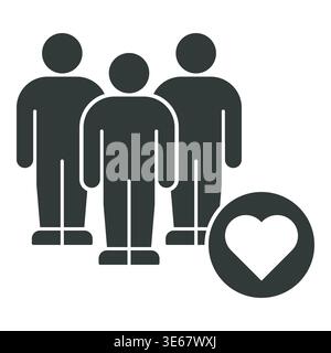 Three People with Heart Symbol, Group Compassion or Teamwork Concept Infographic Stock Vector